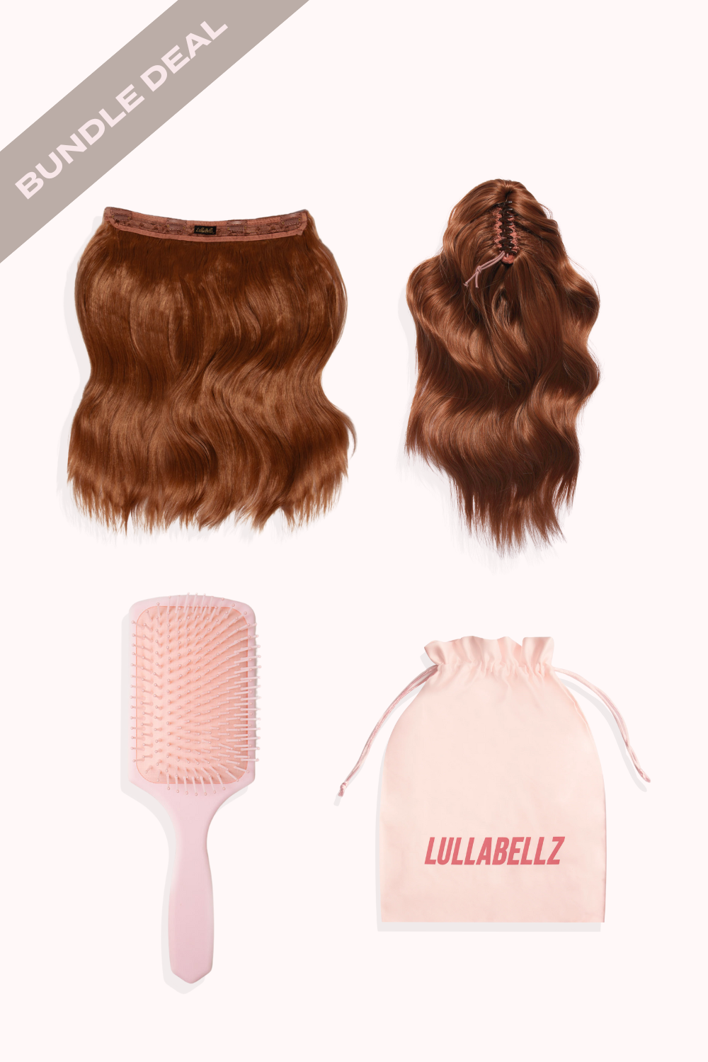 18” Halo Brushed Out Waves Hair Extensions & 16" Brushed Out Waves Claw Clip Duo + Hair Care Set