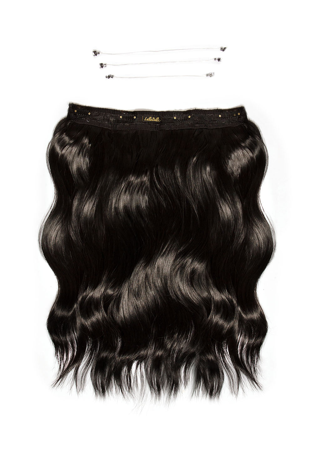 18” Halo Brushed Out Waves Hair Extensions & 16" Brushed Out Waves Claw Clip Duo + Hair Care Set - BLACKS | NATURAL BLACK #1