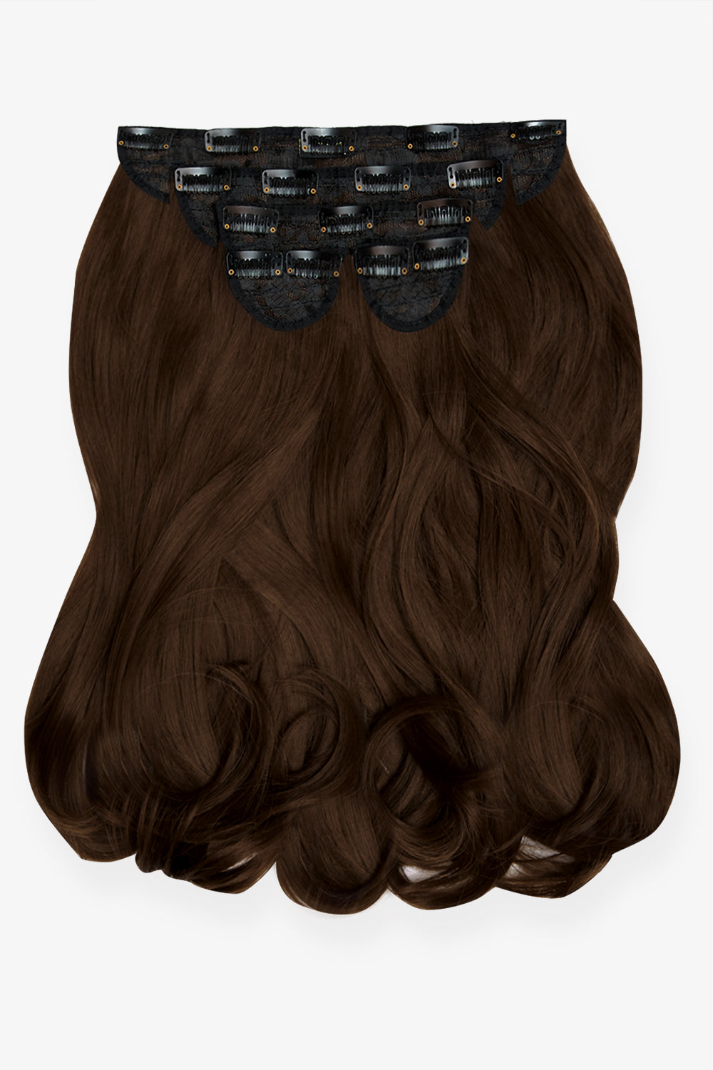 Super Thick 16" 5 Piece Blow Dry Wavy Clip In Hair Extensions - BROWNS | CHOCOLATE BROWN #2