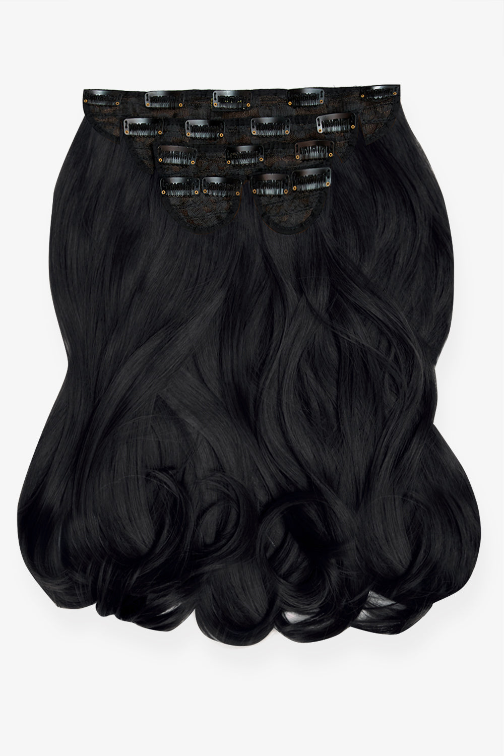 Super Thick 16" 5 Piece Blow Dry Wavy Clip In Hair Extensions - BLACKS | JET BLACK #1