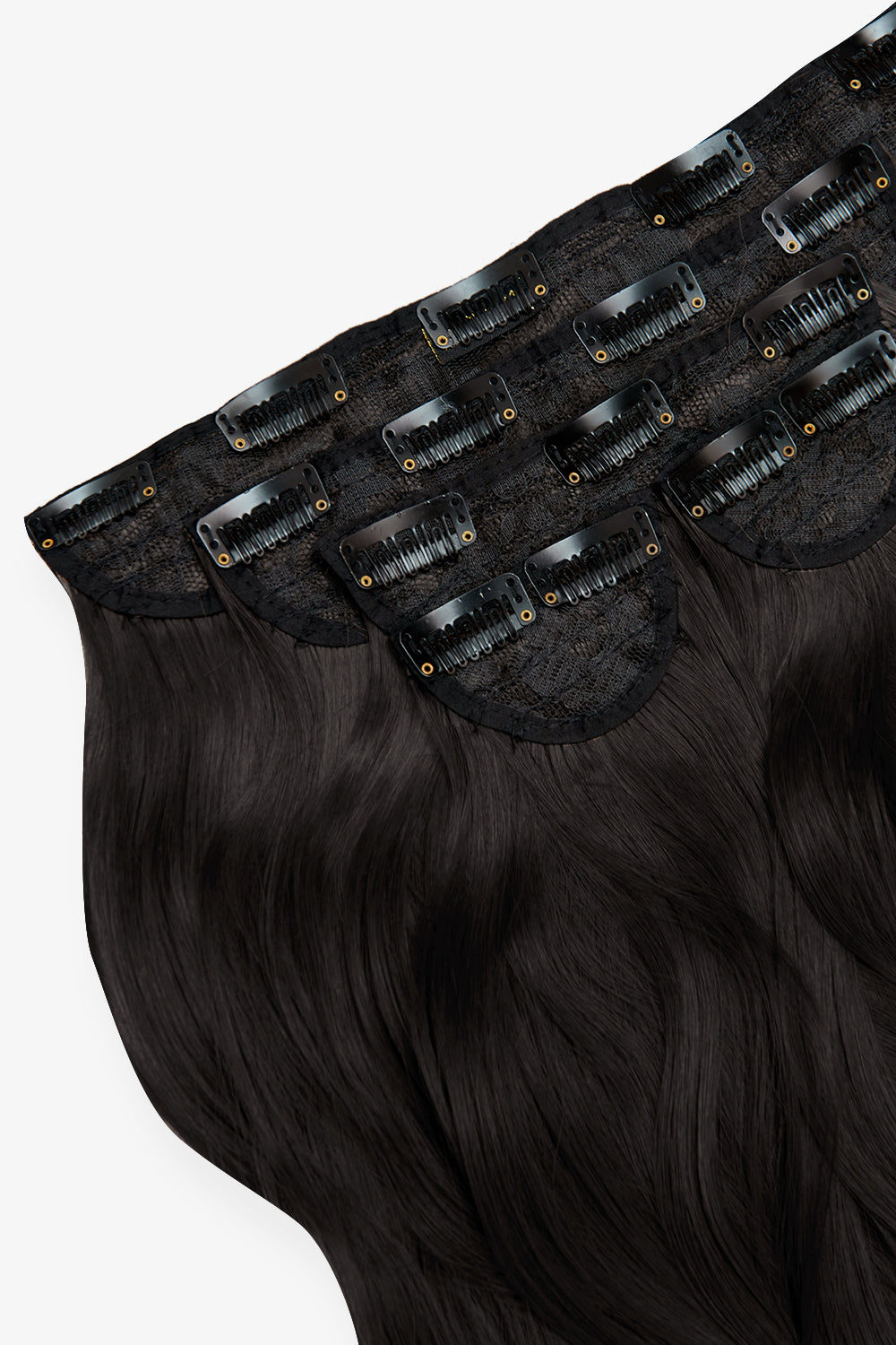 Super Thick 16" 5 Piece Blow Dry Wavy Clip In Hair Extensions - BLACKS | RAVEN #3