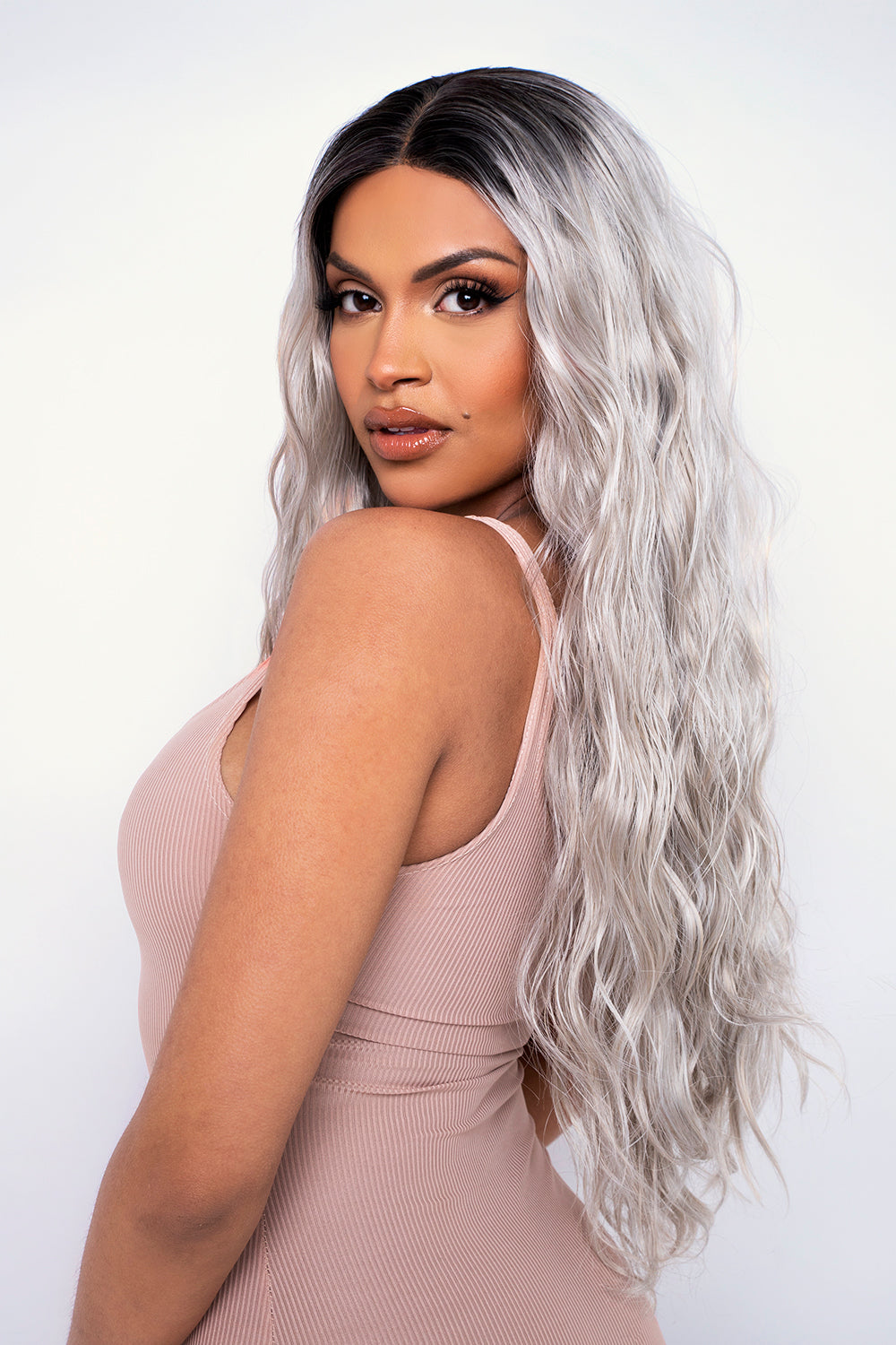 The Kimmy K - Platinum Long Textured Wave Lace Front Wig