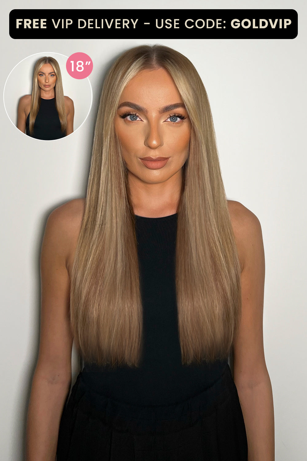 Luxe Or 18" 150g 5 Pièces Extensions de Cheveux Humains