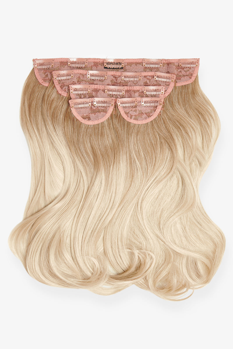 Superdicke 16" 5-teilige Föhn-Wellen-Clip-In-Haarverlängerungen - BLONDE | VERWURZELTES HELLBLOND #1