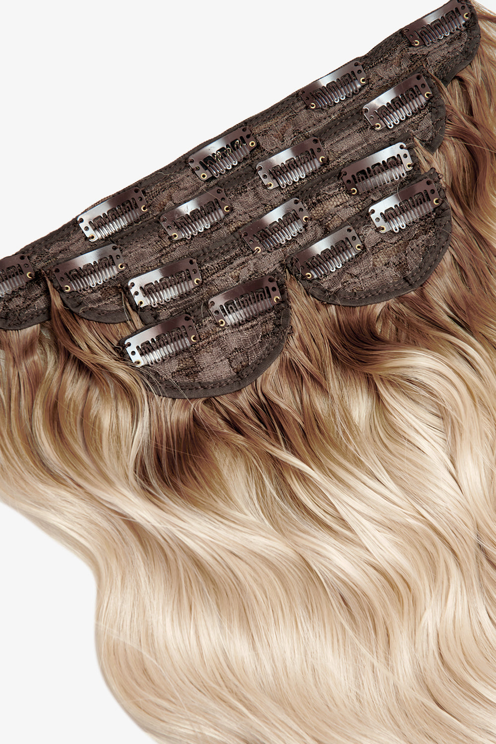 Super Thick 16'' 5 Piece Brushed Out Wave Clip In Hair Extensions - BLONDES | ROOTED LIGHT BLONDE #2