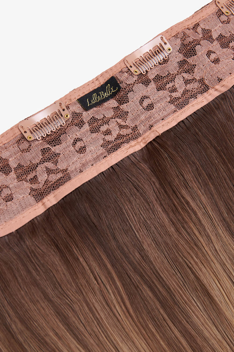 Thick 18" 1 Piece Straight Clip In Hair Extensions - BROWNS | ROOTED MELLOW BROWN #2