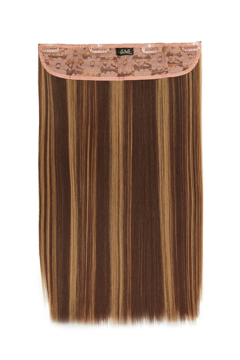 Thick 18" 1 Piece Straight Clip In Hair Extensions - BROWNS | BLONDETTE #2