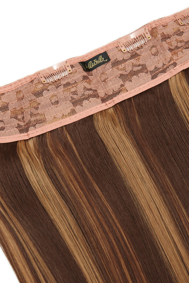 Thick 18" 1 Piece Straight Clip In Hair Extensions - BROWNS | BLONDETTE #3