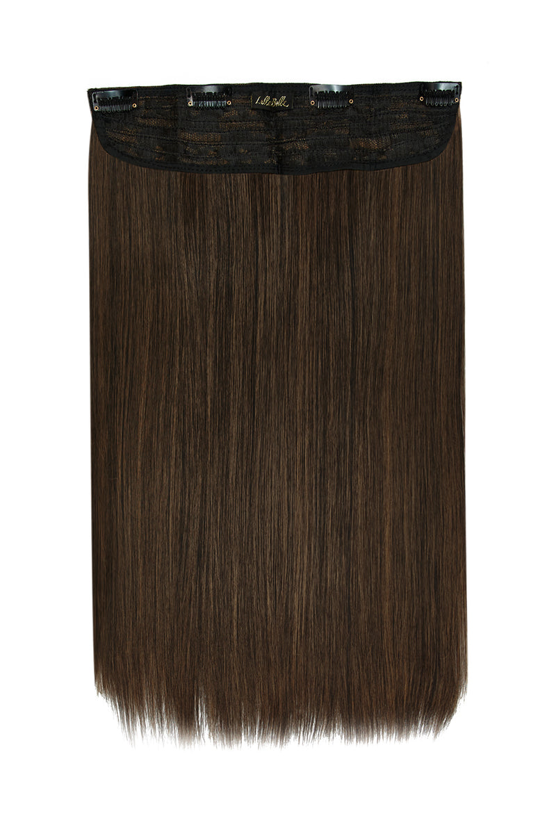Thick 18" 1 Piece Straight Clip In Hair Extensions - BROWNS | DARK BROWN & CARAMEL #1