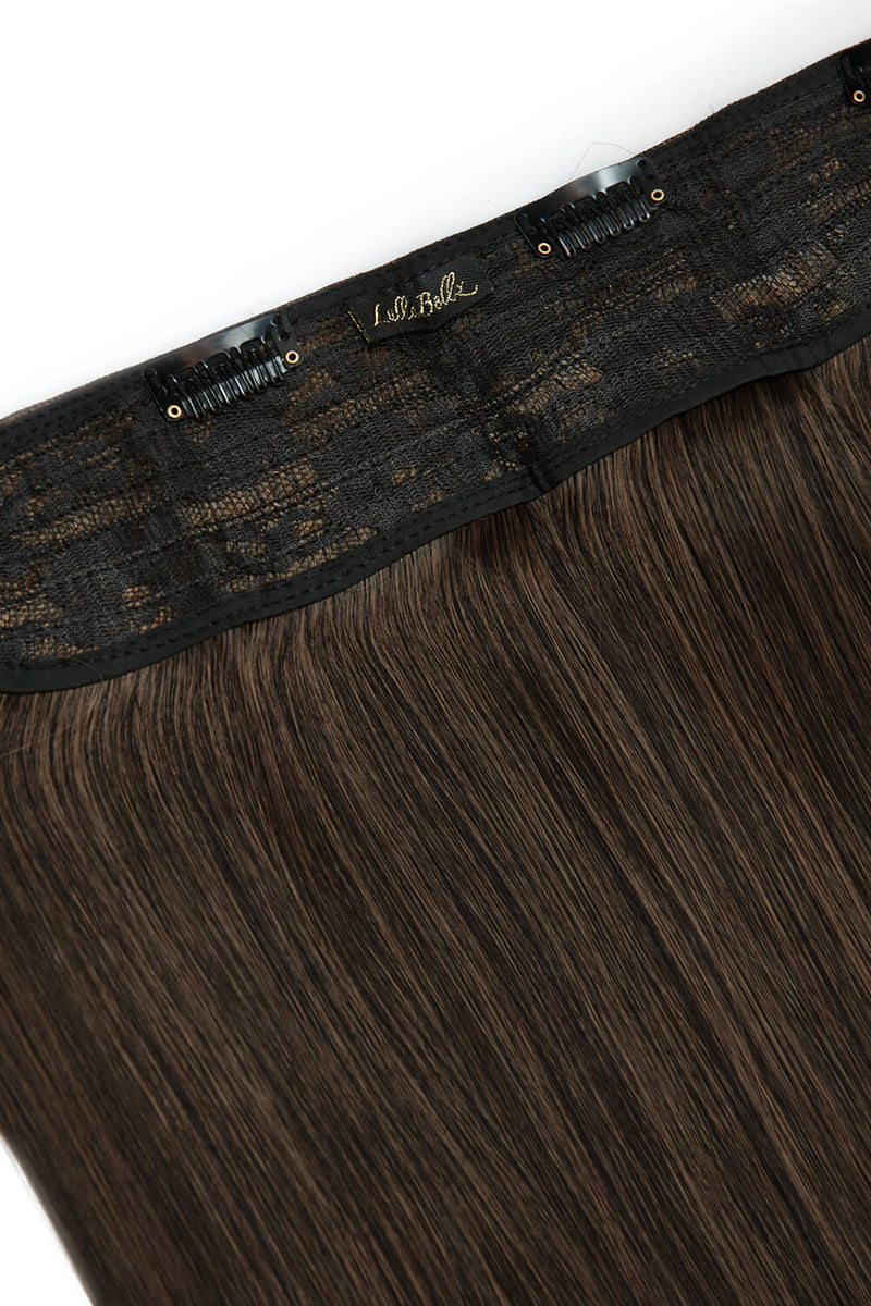 Thick 18" 1 Piece Straight Clip In Hair Extensions - BROWNS | DARK BROWN & CARAMEL #2