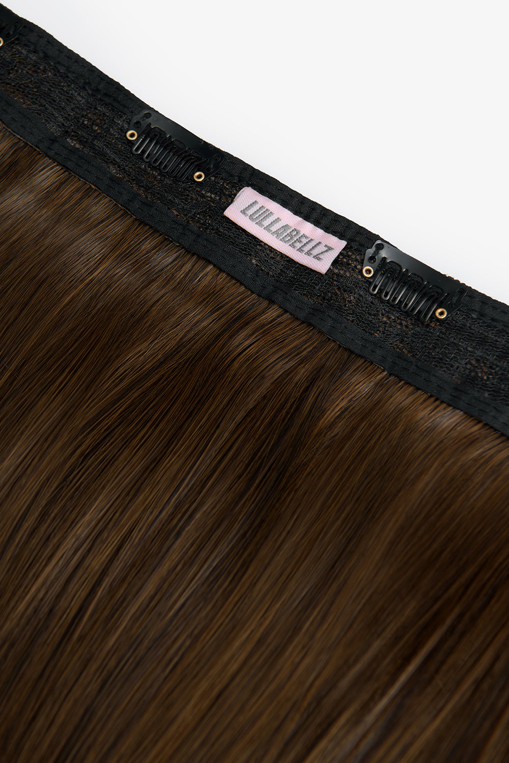 18" 1 Piece Hidden Halo Straight Hair Extensions - BROWNS | DARK BROWN & CARAMEL #2