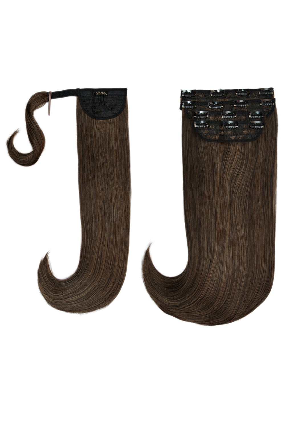Ultimate Half Up Half Down 22'' Straight Extension and Pony Set [Clearance Lines] - BROWNS | DARK BROWN & CARAMEL #3