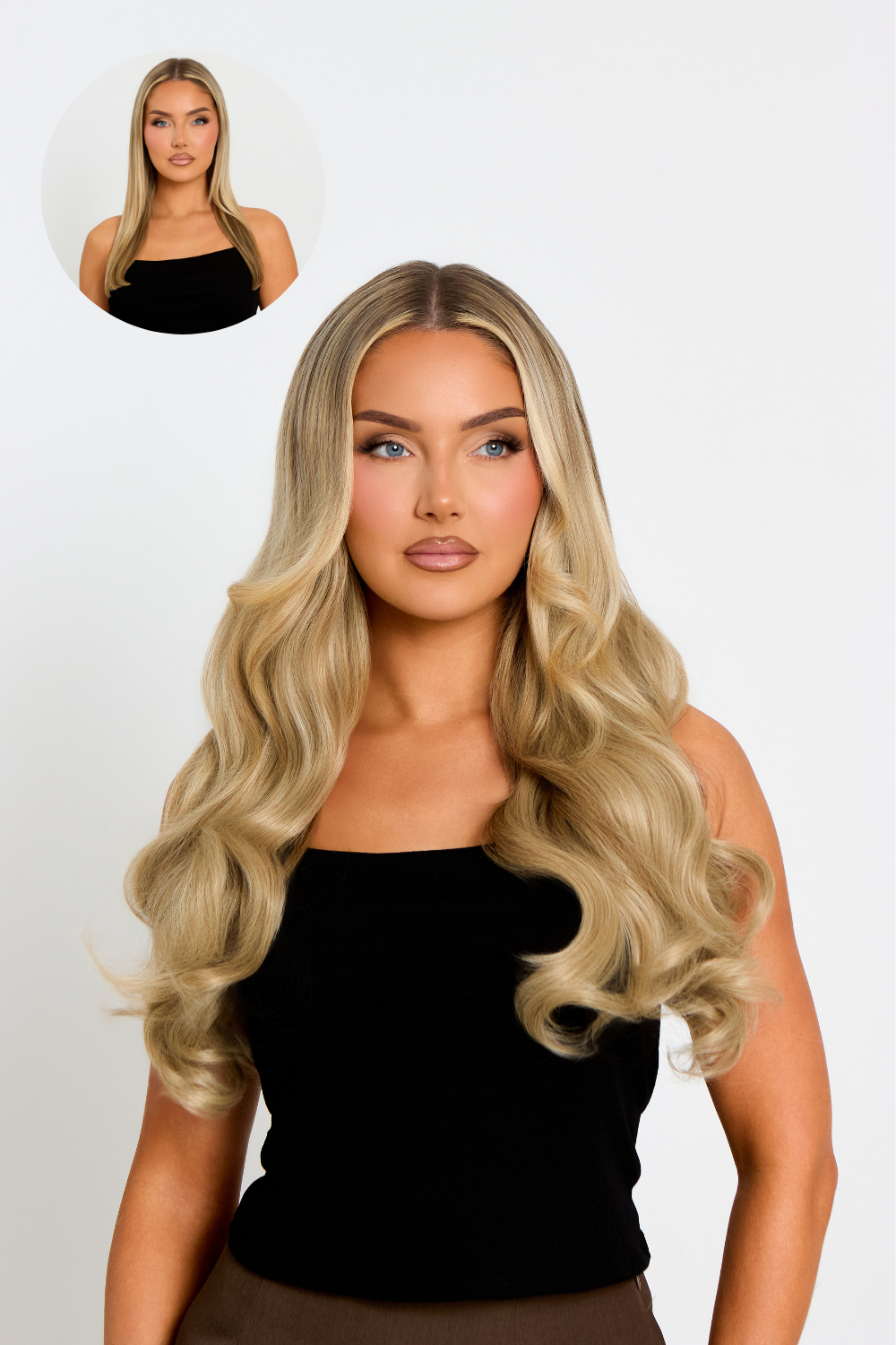 Extensions de cheveux à clip ondulés naturels super épais de 22 po en 5 pièces - Colour match #1