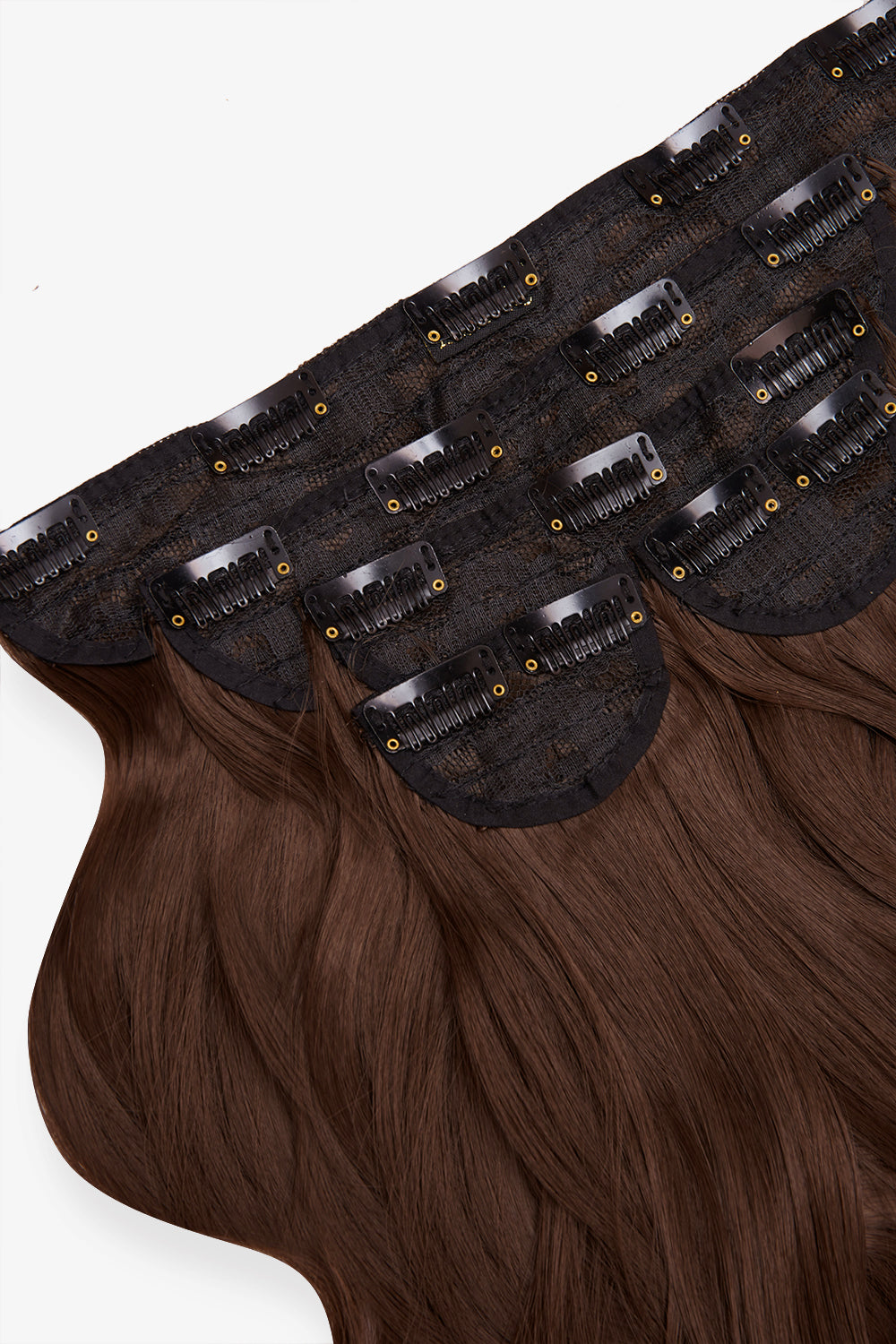 Extensions de cheveux à clip ondulés naturels super épais de 22 po en 5 pièces - MARRONS | BRUN DORÉ #2