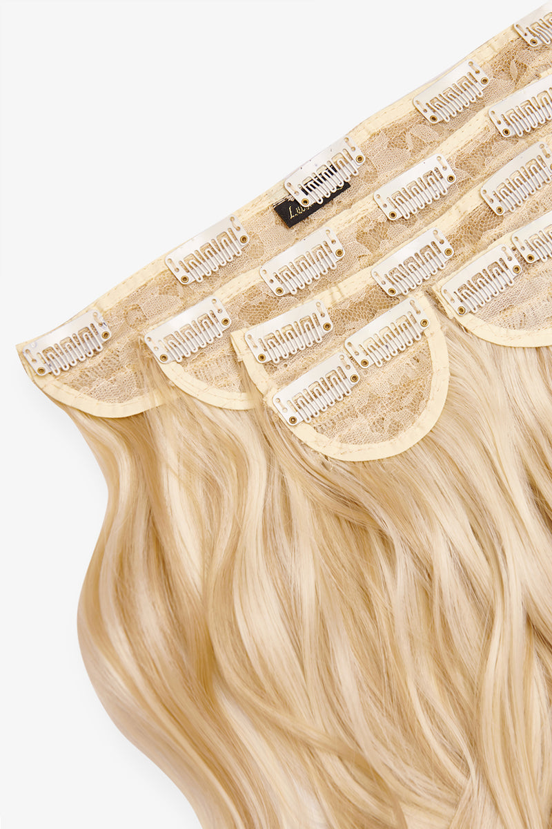 Superdicke 55,9 cm lange, 5-teilige natürliche gewellte Clip-In-Haarverlängerungen - BLONDE | HERVORRAGENDER CHAMPAGNER #1