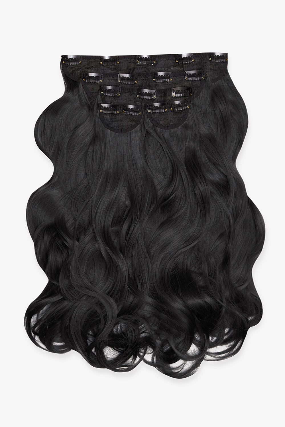 Extensions de cheveux à clip ondulés naturels super épais de 22 po en 5 pièces - NOIRS | NOIR NATUREL #4