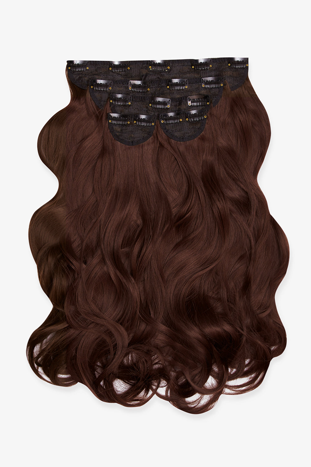 Extensions de cheveux à clip ondulés naturels super épais de 22 po en 5 pièces - MARRONS | BRUNE CHAUDE #1