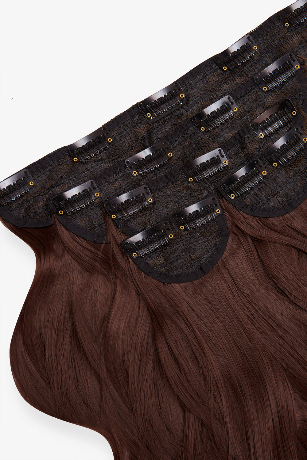 Extensions de cheveux à clip ondulés naturels super épais de 22 po en 5 pièces - MARRONS | BRUNE CHAUDE #2
