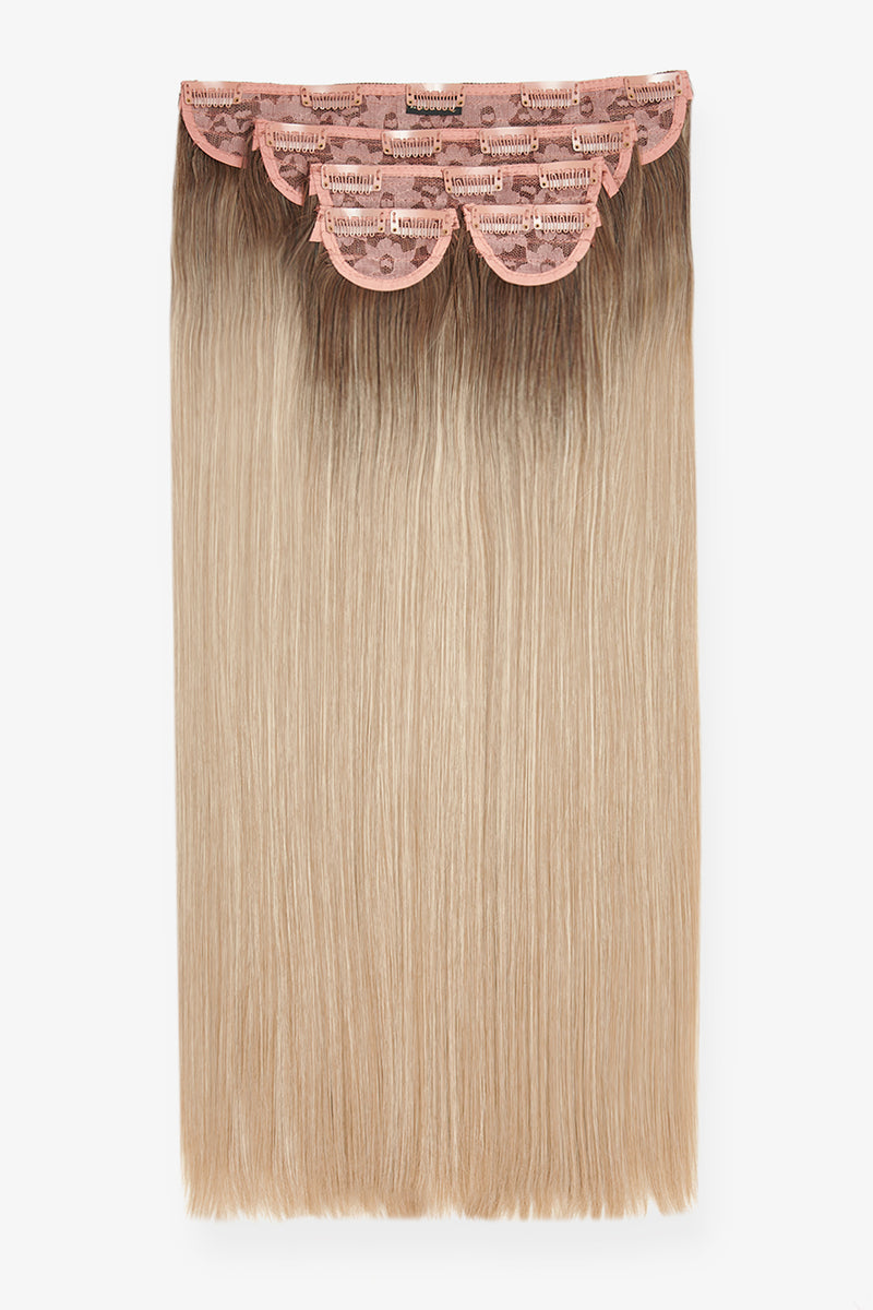 Super Thick 22" 5 Piece Straight Clip In Hair Extensions - BLONDES | ROOTED CALIFORNIA BLONDE #1