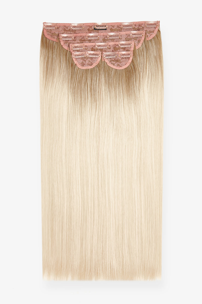 Super Thick 22" 5 Piece Straight Clip In Hair Extensions - BLONDES | ROOTED LIGHT BLONDE #2