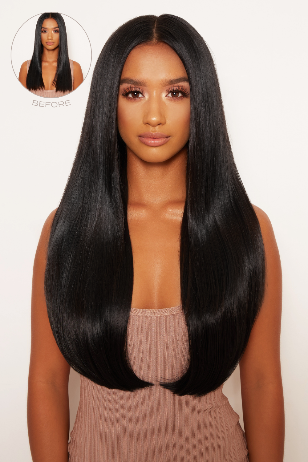 Superdicke 22" 5-teilige gerade Clip-In-Haarverlängerungen - Colour match #1