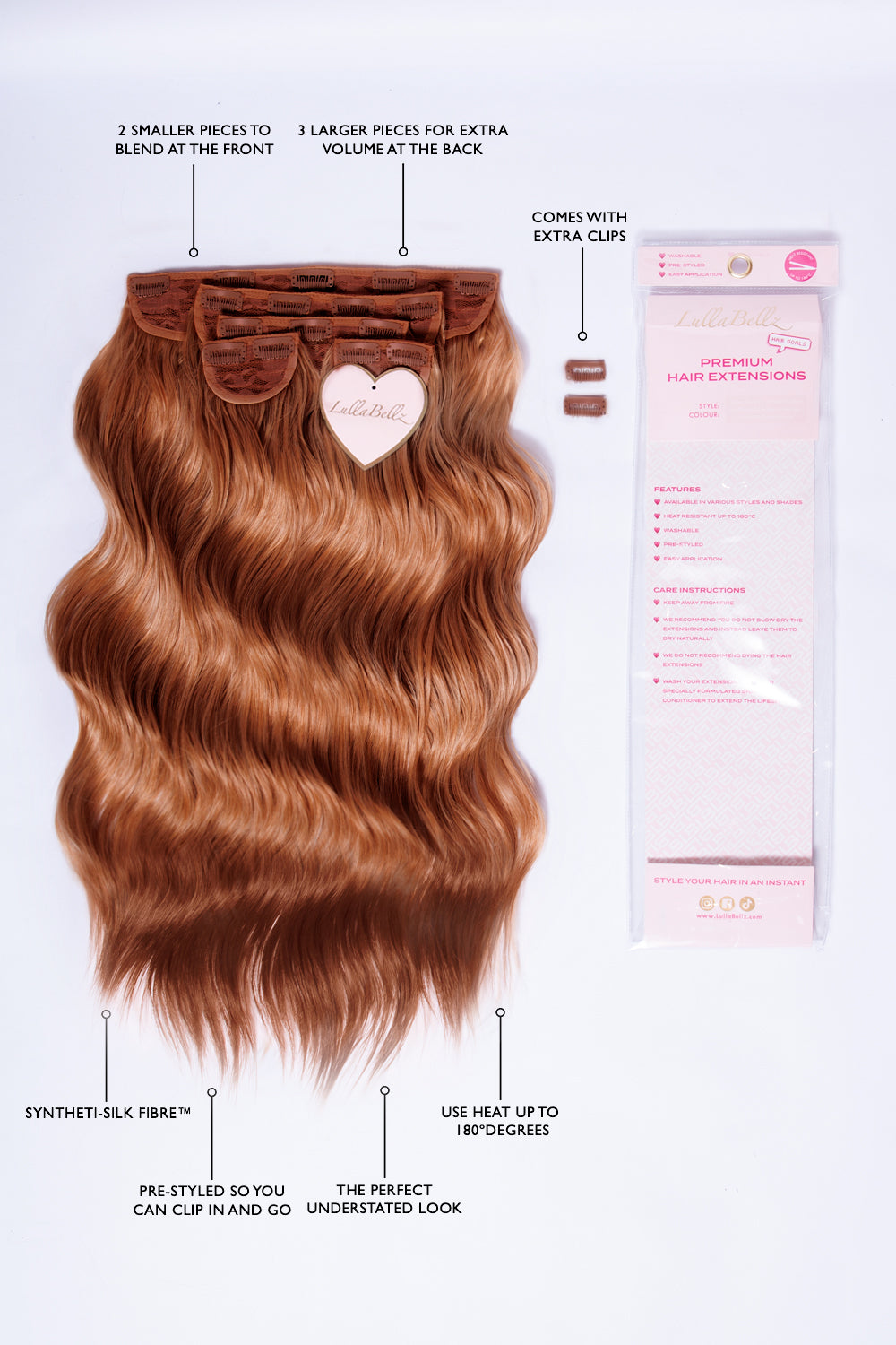 Super Thick 22'' 5 Piece Brushed Out Wave Clip In Hair Extensions - REDS | MIXED AUBURN #4