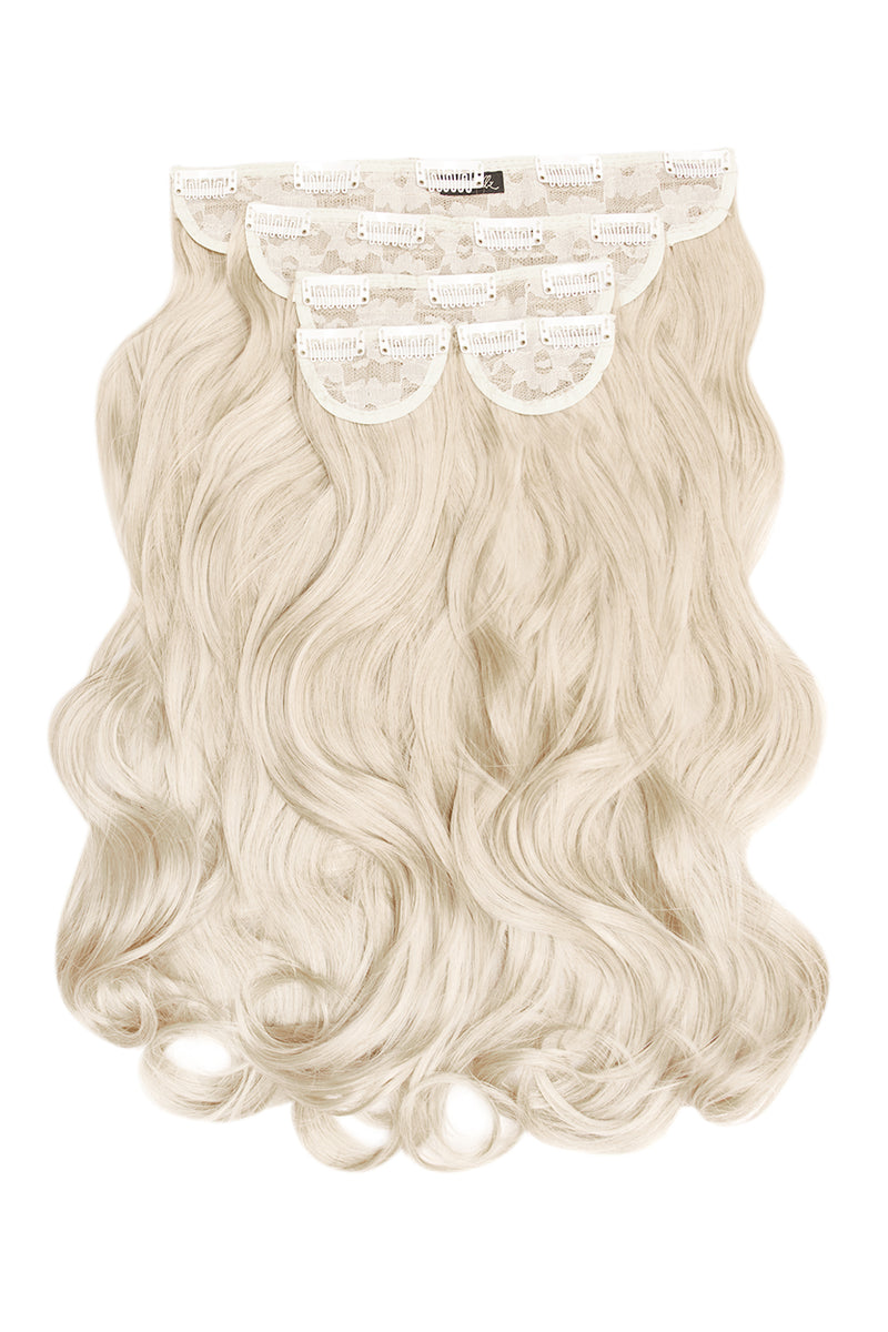 Superdicke 55,9 cm lange, 5-teilige natürliche gewellte Clip-In-Haarverlängerungen - BLONDE | GEBLEICHTES BLOND #1