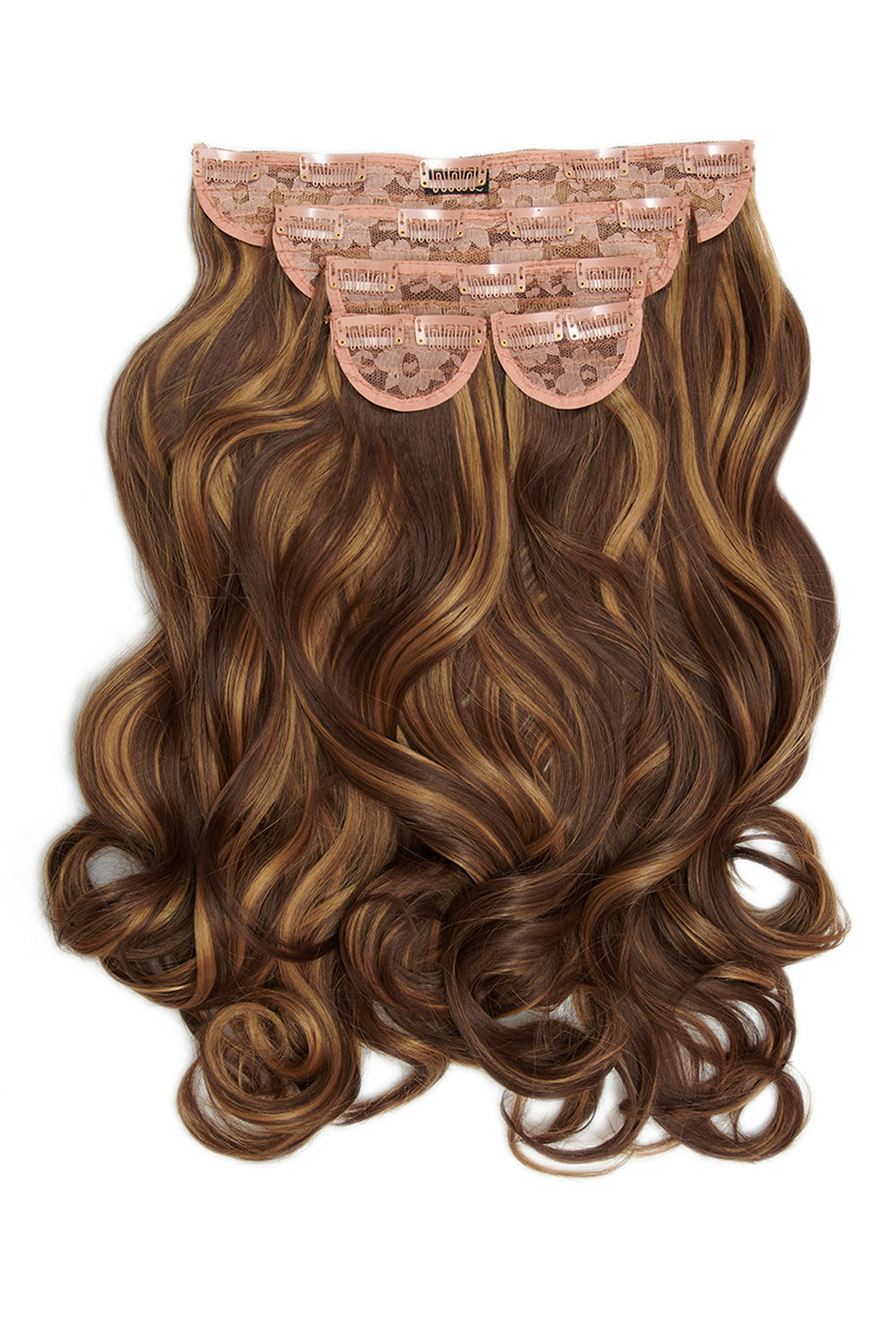 Extensions de cheveux à clip ondulés naturels super épais de 22 po en 5 pièces - MARRONS | BLONDETTE #2