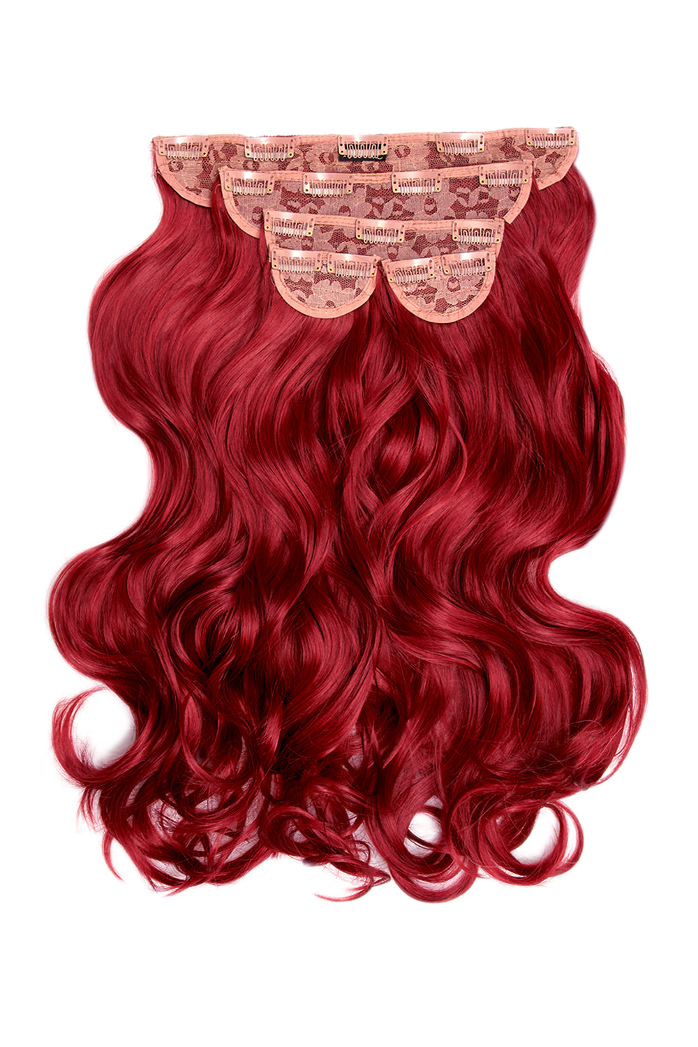 Extensions de cheveux à clip ondulés naturels super épais de 22 po en 5 pièces - ROUGES | ROUGE RUBIS #1