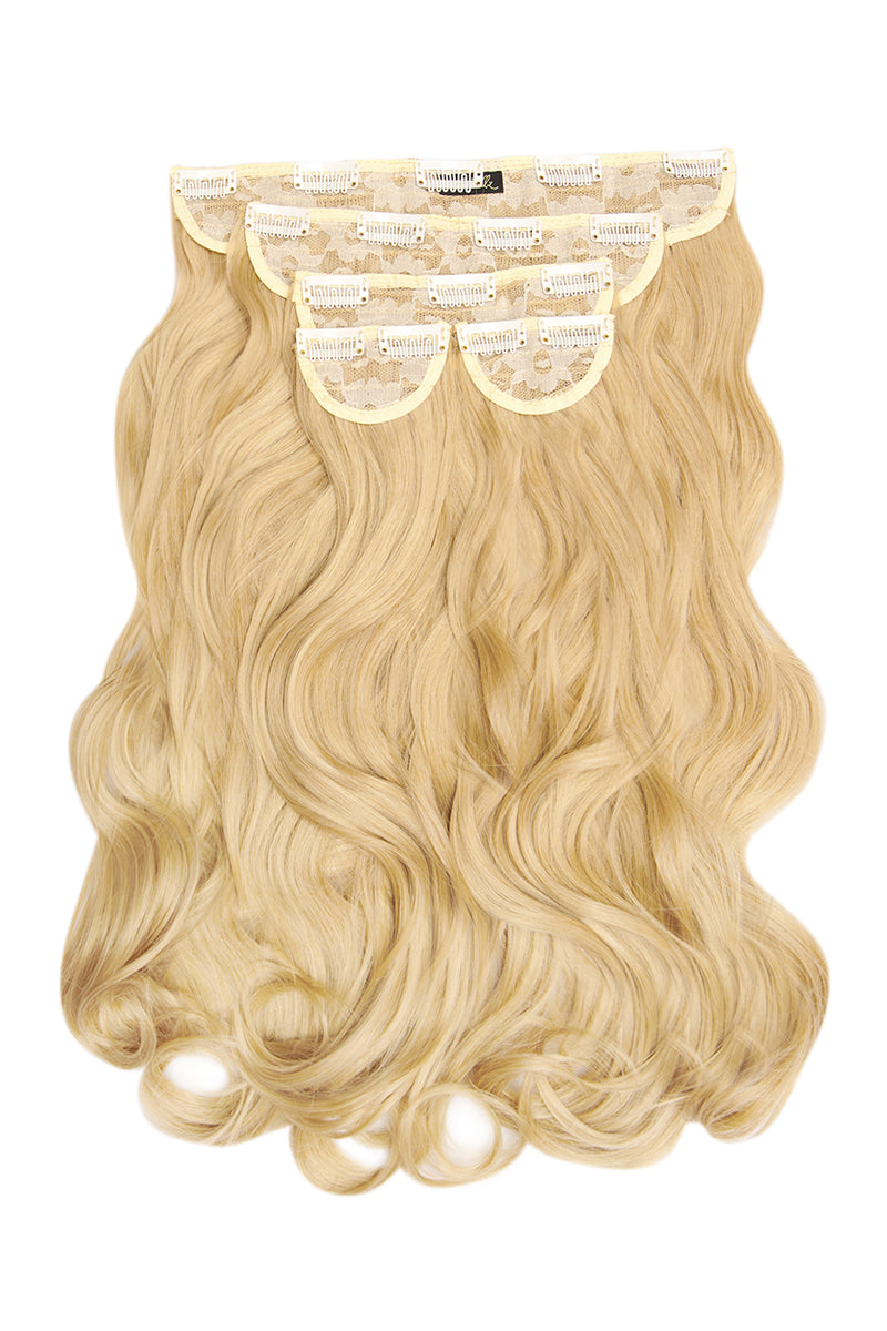 Superdicke 55,9 cm lange, 5-teilige natürliche gewellte Clip-In-Haarverlängerungen - BLONDE | GOLDBLOND #3