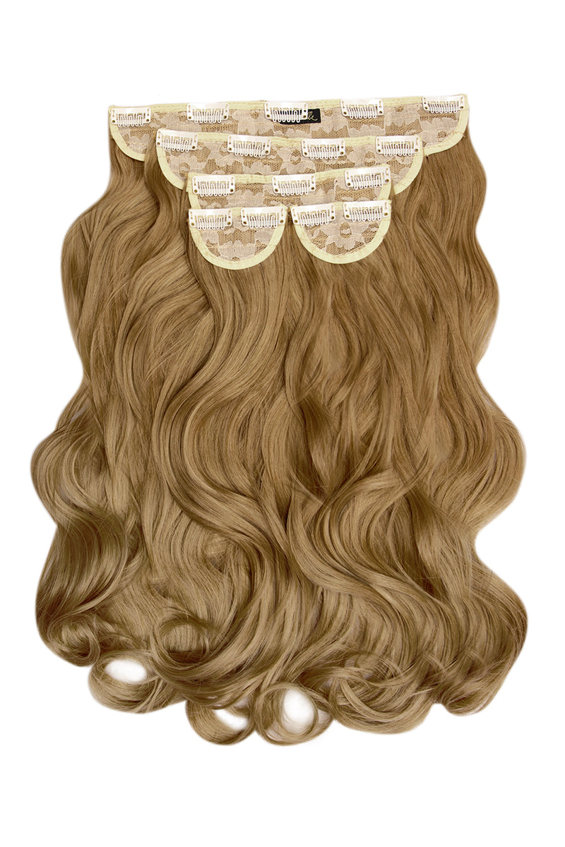 Superdicke 55,9 cm lange, 5-teilige natürliche gewellte Clip-In-Haarverlängerungen - BLONDE | ERNTE BLOND #1