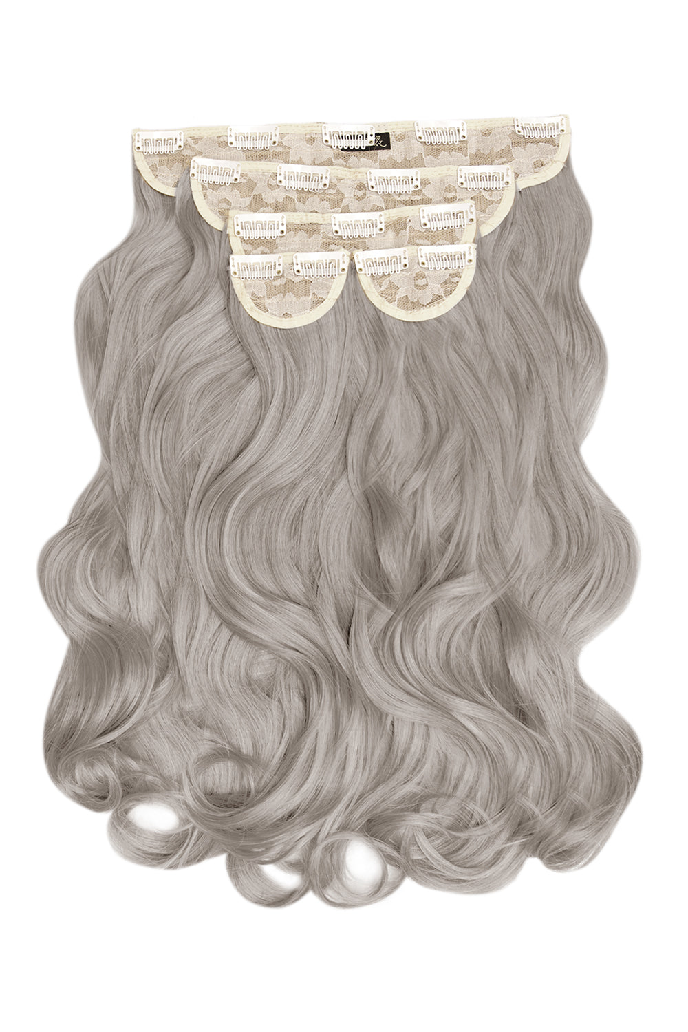 Extensions de cheveux à clip ondulés naturels super épais de 22 po en 5 pièces - BLONDS | GRIS ARGENTÉ #1