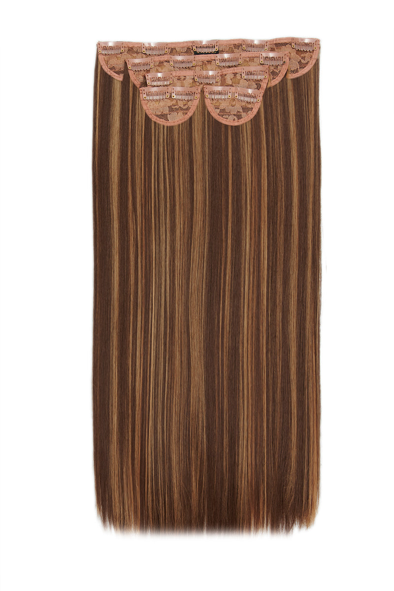 Super Thick 22" 5 Piece Straight Clip In Hair Extensions - BROWNS | BLONDETTE #2