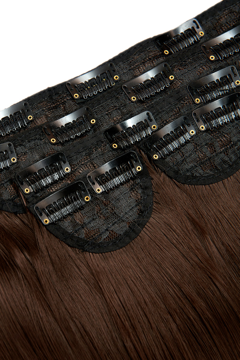 Super Thick 22" 5 Piece Straight Clip In Hair Extensions - BROWNS | CHOCOLATE BROWN #2