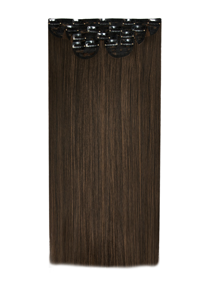 Super Thick 22" 5 Piece Straight Clip In Hair Extensions - BROWNS | DARK BROWN & CARAMEL #1