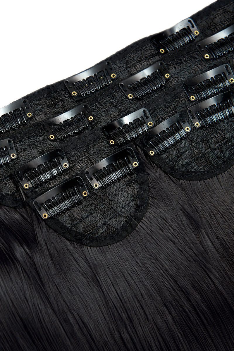 Super Thick 22" 5 Piece Straight Clip In Hair Extensions - BLACKS | JET BLACK #2