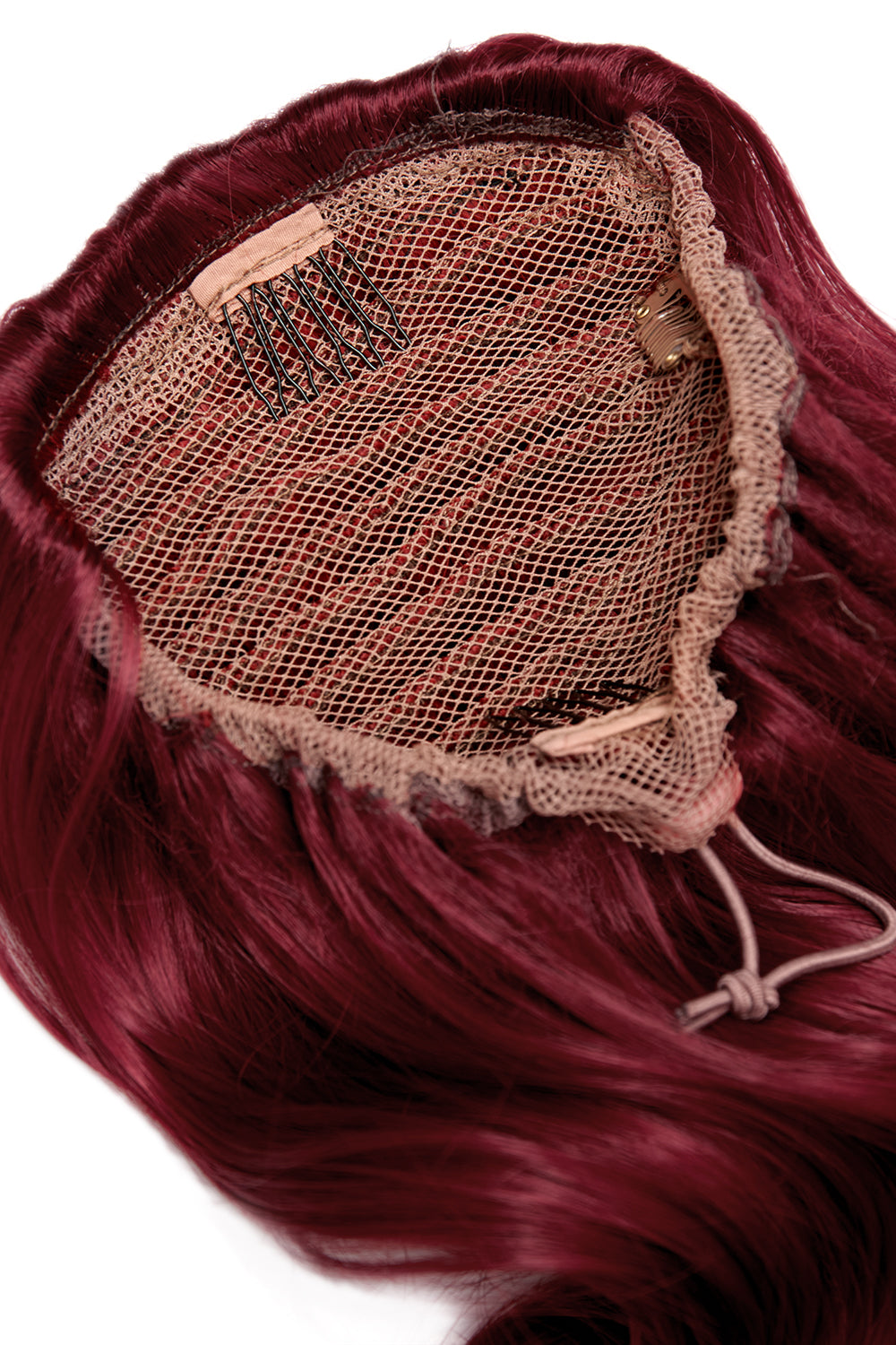 Curly Glam 22" Pferdeschwanz mit Kordelzug - ROT | BURGUND #2