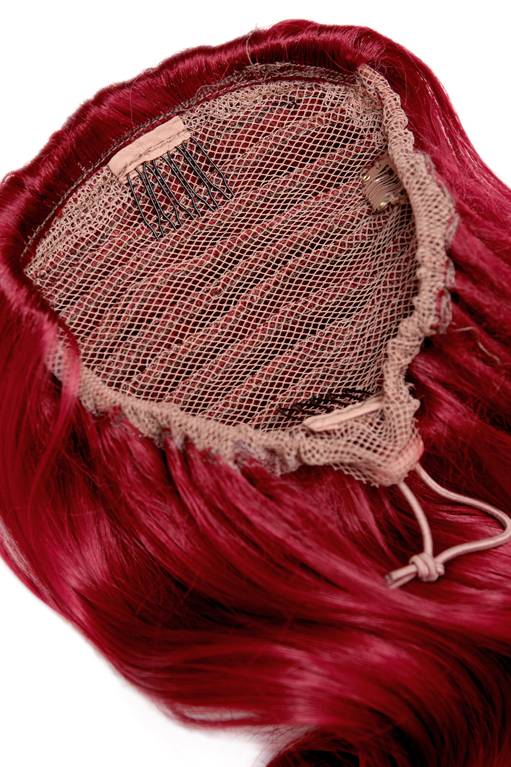 Curly Glam 22" Pferdeschwanz mit Kordelzug - ROT | RUBINROT #2
