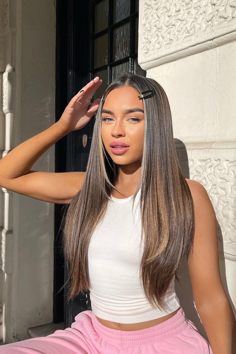 Super Thick 22" 5 Piece Straight Clip In Hair Extensions - BROWNS | BLONDETTE #1