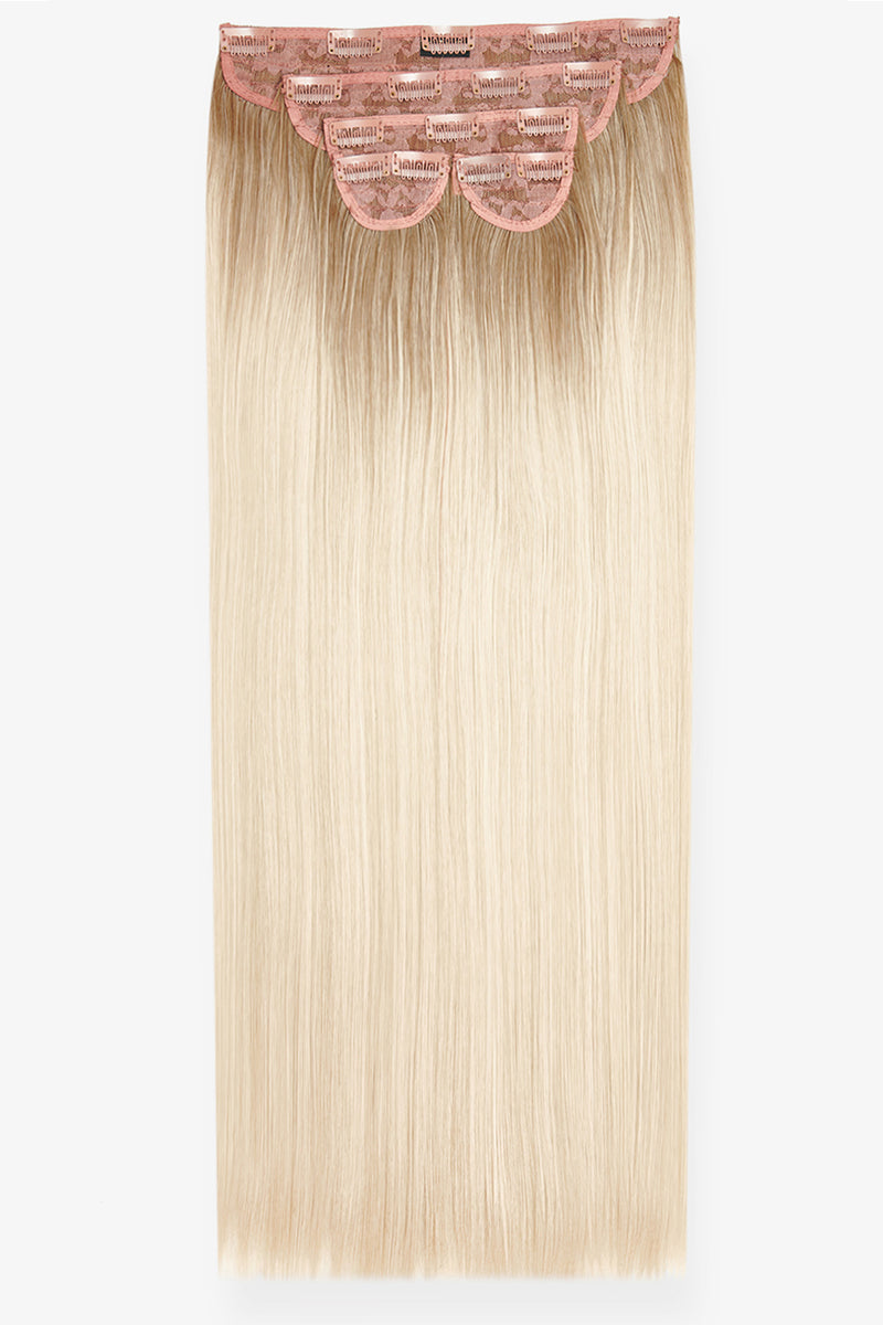 Superdicke 26" 5-teilige Statement-Haarverlängerungen mit geradem Clip - BLONDE | VERWURZELTES HELLBLOND #1
