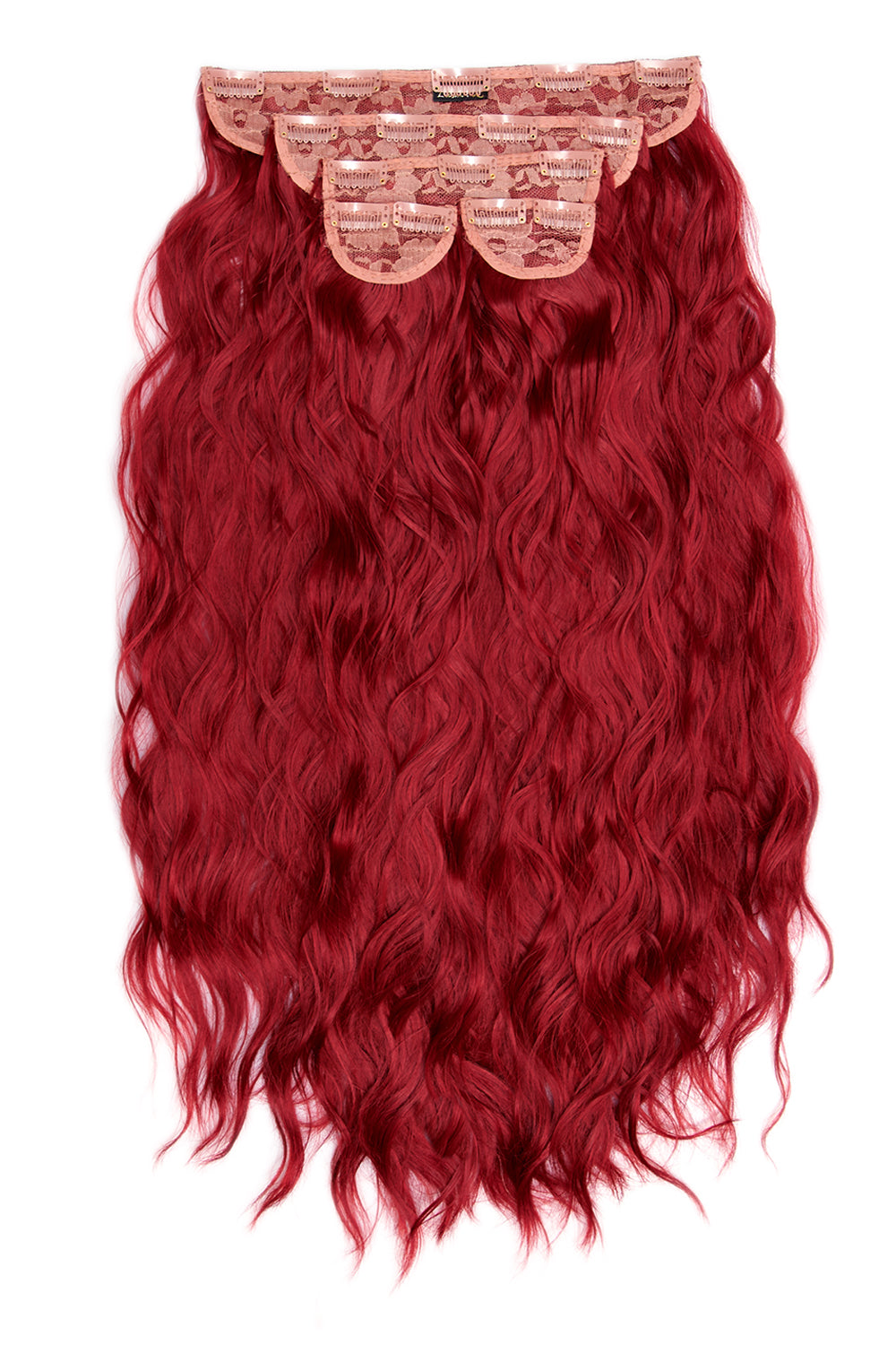 Clip de vague de longueur de taille de 26" 5 pièces super épais dans les extensions de cheveux - ROUGES | ROUGE RUBIS #1