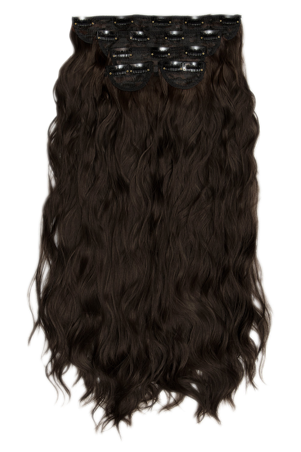 Clip de vague de longueur de taille de 26" 5 pièces super épais dans les extensions de cheveux - MARRONS | MARRON FONCÉ #2