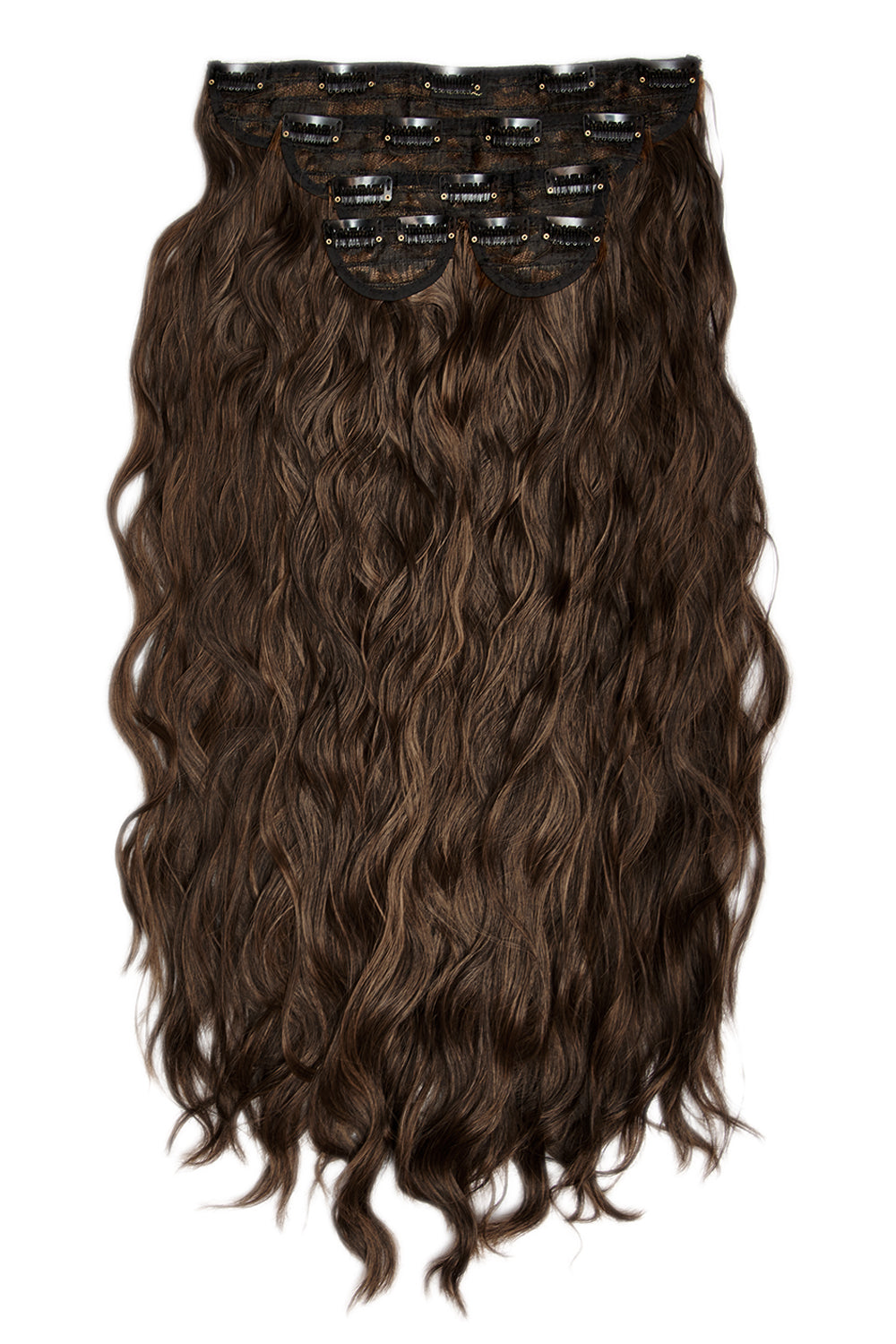 Clip de vague de longueur de taille de 26" 5 pièces super épais dans les extensions de cheveux - MARRONS | BRUN FONCÉ &amp; CARAMEL #1