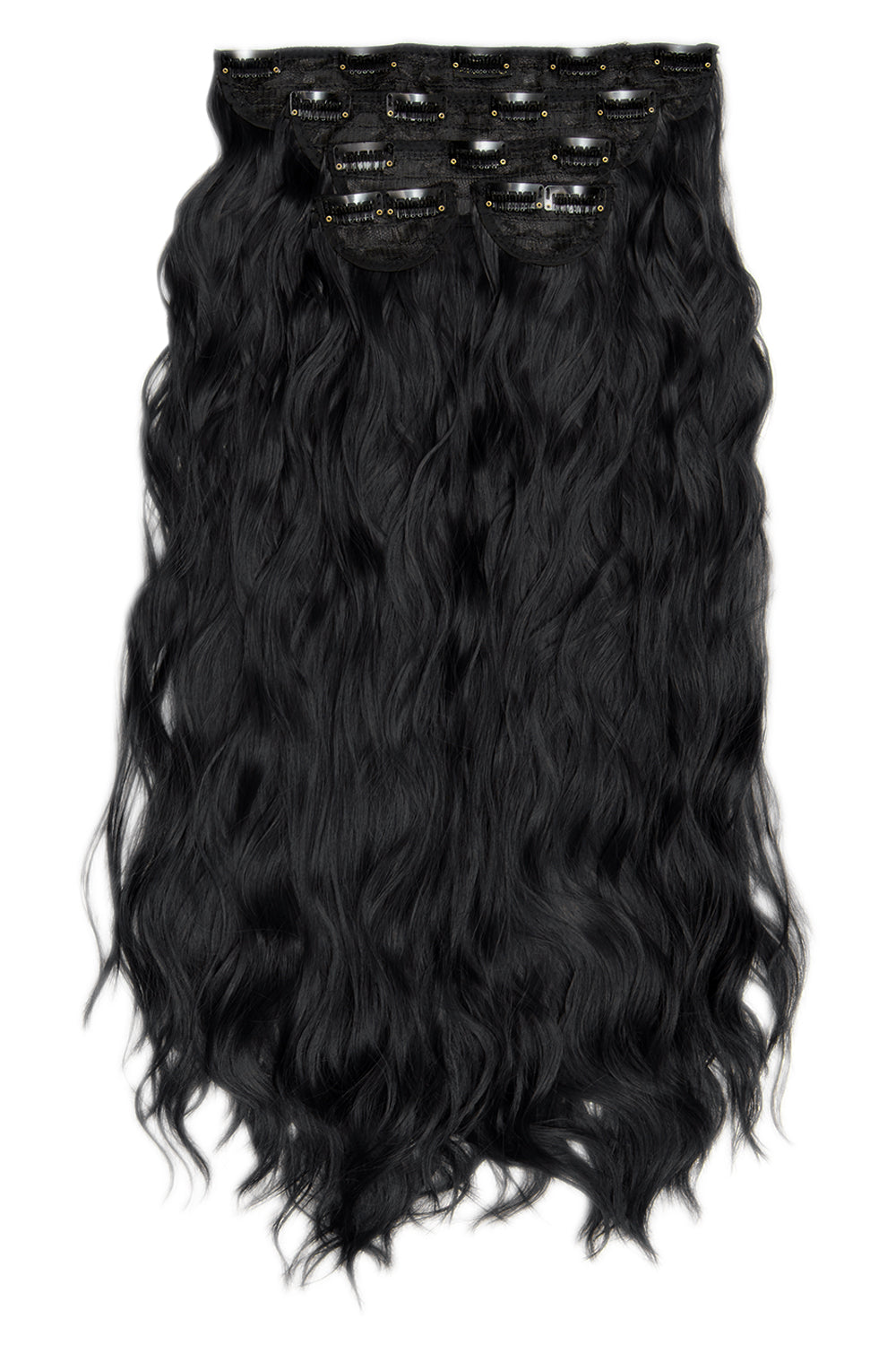 Clip de vague de longueur de taille de 26" 5 pièces super épais dans les extensions de cheveux - NOIRS | NOIR DE JAIS #2