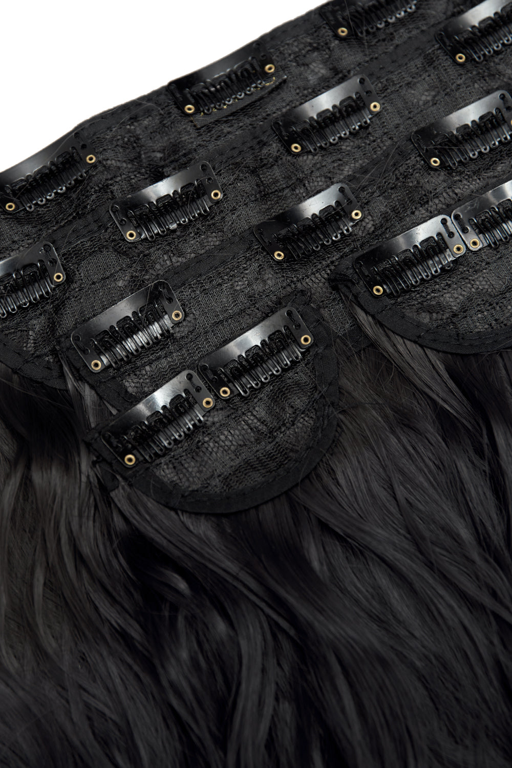 Clip de vague de longueur de taille de 26" 5 pièces super épais dans les extensions de cheveux - NOIRS | NOIR DE JAIS #3
