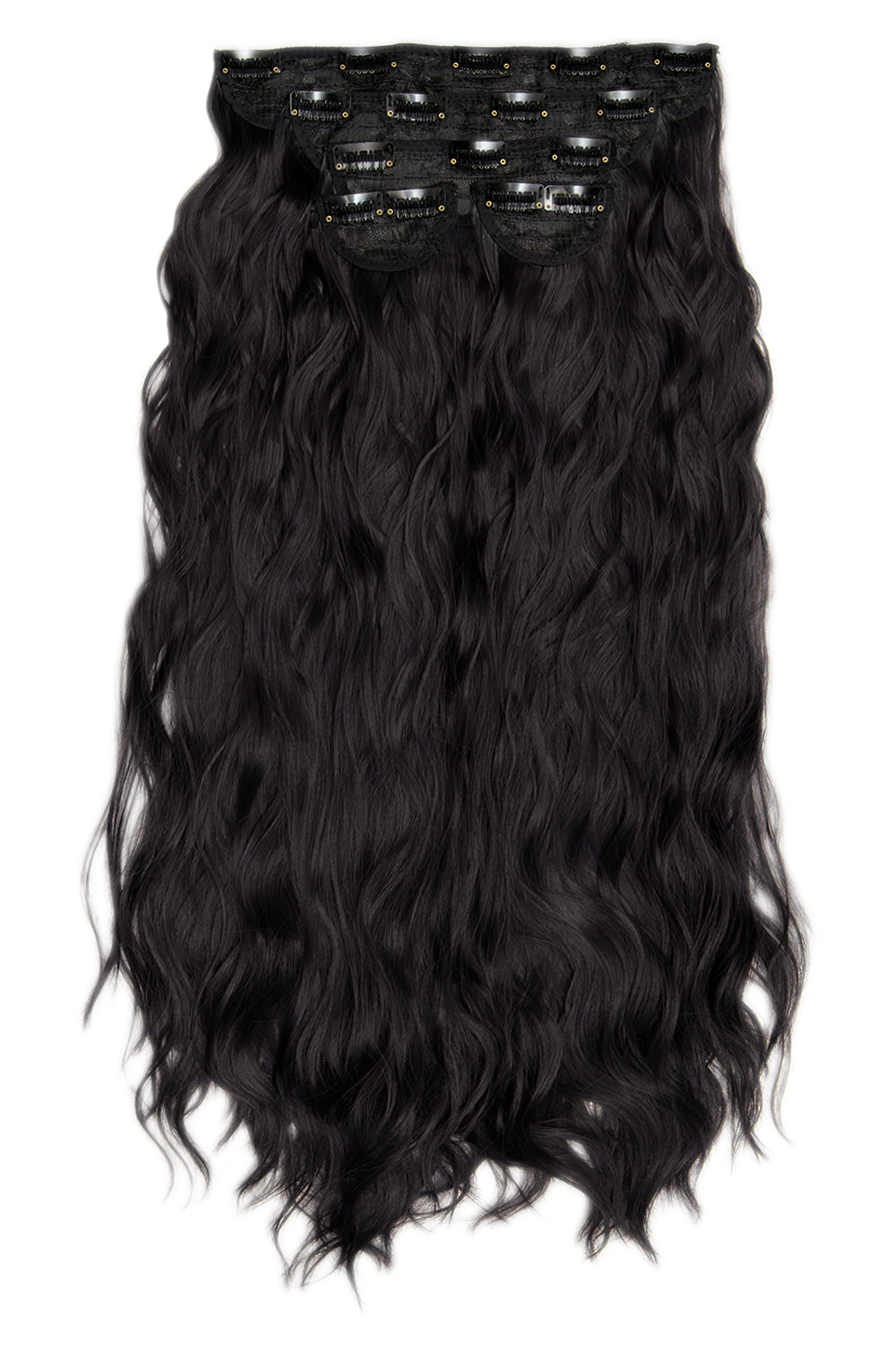 Super Thick 26" 5 Piece Waist Length Wave Clip In Hair Extensions - BLACKS | RAVEN #2
