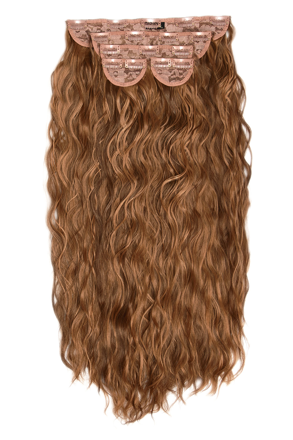 Clip de vague de longueur de taille de 26" 5 pièces super épais dans les extensions de cheveux - MARRONS | BRUN CARAMEL #1