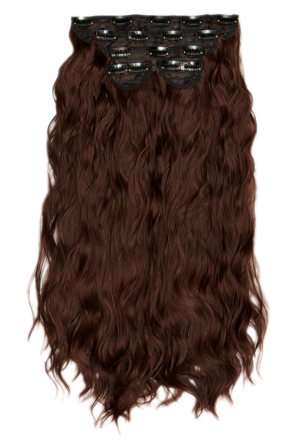 Clip de vague de longueur de taille de 26" 5 pièces super épais dans les extensions de cheveux - MARRONS | BRUNE CHAUDE #1