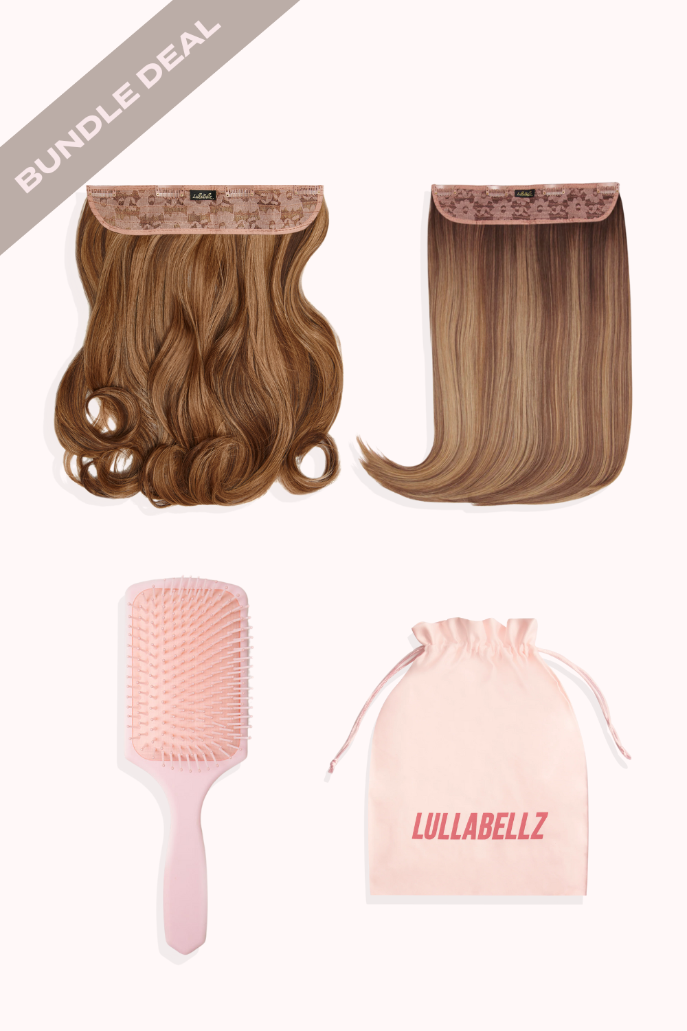 One Piece 16" Curly & 1 Piece 18" Straight + Hair Care Set