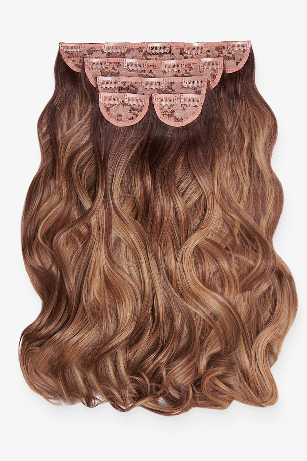 Extensions de cheveux à clip ondulés naturels super épais de 22 po en 5 pièces - BRUNS | BRUN DOUX ENRACINÉ #1